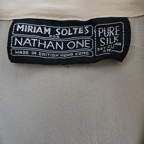 Vintage - Rare Silk "Miriam Soltes for Nathan One" Tan Sheer Blouse - Size S - Picture 6 of 10